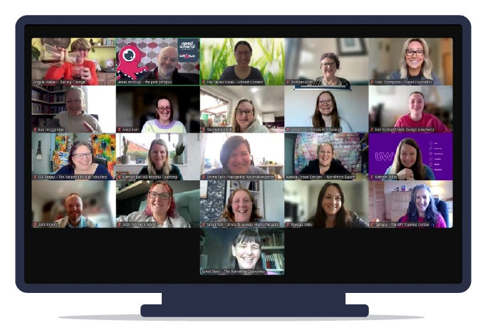 Mockup of our online business networking group showing 21 members on screen
